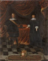 Frederic III de Holstein Gottorp ja Marie Elisabeth de Saxe - Holstein-Gottorpin herttua Frederick III (1597-1659) ja herttuatar Marie Elisabeth (1610-1684), Anonymous . Öljy kankaalle. Mitat: 103,5x79,5 cm. Tukholman kansallismuseo