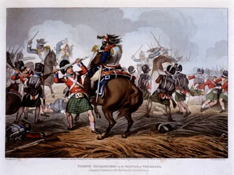 Ranskalaiset curassiers Waterloossa - "" Historialliset, sotilaalliset ja laivaston anekdootit ja tapaukset, jotka saapuivat Ison-Britannian ja heidän liittolaistensa käsivarsiin, päättyen Waterlooon" - kirjoittanut Edward Orme, ill. kirjoittanut Fry, Lont