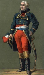 Kenraali Dumouriez.Charles Francois du Perier, dit du Perier du Mourier sitten Dumouriez General francais (1739-1823). 1800-luvun kromolitografia