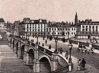Glasgow, Skotlanti: näkymä Broomielawin sillalle. kirjassa "" Maailma havainnollistaa 168 näkymää"" Päiväämätön (1800-luvun loppu)