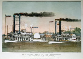 Suuri höyrylaivakilpailu Mississippi-joella New Orleansista Saint Louisiin (1800-luvun painos)