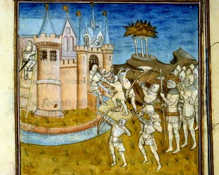 Henri 1er (1008 - 1060) taisteli William Valloittajan (1027 - 1087) armeijaa vastaan vuonna 1054 - "" Grandes chroniques de Saint-Denis" -kirjassa, 1300-luvun lopulla (viite 512)