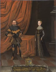 Henri IV de Saxe, dit le Pieux et Catherine de Mecklembourg - Herttua Henrik hurskas (1473-1541) ja Mecklenburgin herttuatar Katariina (1487-1561), Anonyymi. Öljy kankaalle. Mitat: 101,5x79 cm. Tukholman kansallismuseo