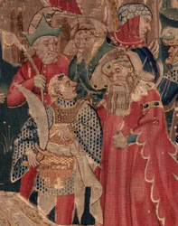 Saint Piatin ja Saint Eleuthèren historia, kohtaus 12: Tribuunin tyttären ylösnousemus Yksityiskohta.