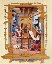 Painamisen historia: typografinen työpaja noin 1530.