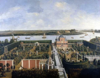 Talo joen rannalla. 1600-luvun kuvitus. Amsterdamin historiallinen museo