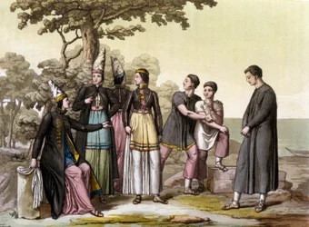 Islantilaiset puvut - Jules Ferrarion teoksessa ""The Old and Modern Costume"".