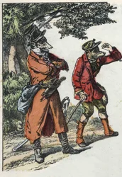 Kuvitus tarinasta "Hyvä äitilammas". "" Tarinoita kodista pienimmille"". Anonyymi kaiverrus 1800-luvulta.