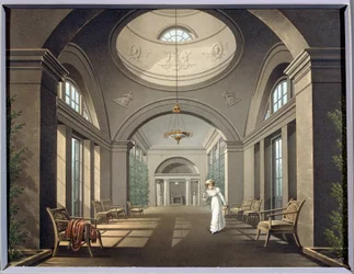 Lintuhuoneen sisustus Pavlovskin palatsissa. Anonyymi maalaus. Akvarelli ja tussi, 1800-luvun puoliväli. Klassismi. Valtion ulkoilmamuseo Pavlovsk Palace, Pietari.