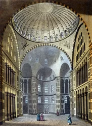 Konstantinopolin Hagia Sofia -moskeijan sisustus - teoksessa "Vanha ja moderni puku" Ferrario, toim. Milano