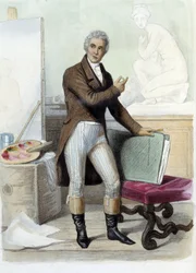 Jacques Louis David ranskalainen taidemaalari ja sarjakuvapiirtäjä (1748-1825) Ed. Mennechetissä, "" Le Plutarque francais""