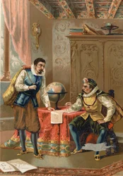 Johannes Kepler (Keppler) (1571 - 1630) Tycho Brahen (1546-1601), tähtitieteilijöiden kanssa, Praha vuonna 1600 - Louis Figuierin, Barcelonan Tiede ja sen miehet jälkeen
