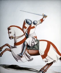 1300-luvun temppeliritari, kaiverrus 1800-luvulta.