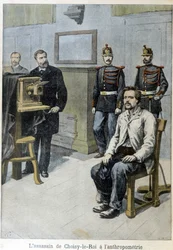 Choisy-le-Roin murhaaja antropometrisessä mittauksessa (ja herra Alphonse Bertillon) - julkaisussa ”Le Petit Journal”, toukokuu 1899