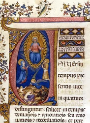Viimeinen tuomio. 1400-luvun käsikirjoitus. Milano, Biblioteca Nazionale Braidense
