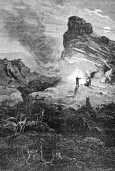 Elämä paleoliittissa. 1800-luvun kaiverrus.