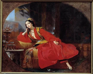 Odaliskki punaisessa Anonymous-maalauksessa. 1800-luvun Avignon, Musee Calvet
