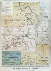 Kartta Mission Marchandin tutkimasta alueesta - "" Le Petite Journal" -julkaisussa 10.9.1898