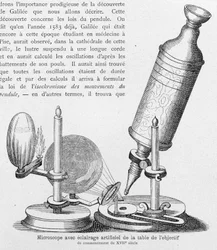 Mikroskooppi, jossa on objektiivin keinotekoinen valaistus, 1600-luvun alusta