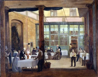 Milano, Rebecchino-hotellin ruokasali. 1830 Stendhal sinkku ja rahaton asui tässä hotellissa sekä monissa muissa Italiassa. Museo Milano, Milano