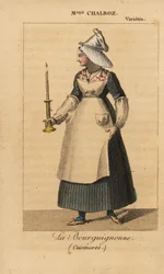 Neiti Fanny Chalboz La Bourguignonnena Nicholas Brazierin näytelmässä Cuisinieres Theater des Varietesissa