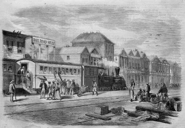 Uusi Granada (nykyinen Kolumbia): Aspinwall Railway, lähtöpiste transistmiseltä Panaman kannakselle. teoksessa "The Illustrated Universe", 7.4.1866.