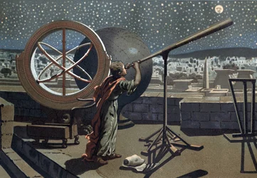 Nizzan hipparkus. (Hipparkhos) Aleksandrian observatoriossa Kreikkalainen tähtitieteilijä (Bythyniassa, 2. vuosisadalla eKr.) Louis Figuierin "Tiede ja sen miehet" mukaan. Barcelona 1881