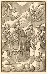 Nyt, nyt katsokaa, kuinka pyhät pyhiinvaeltajat ratsastavat, pilvet ovat heidän vaununsa, enkelit heidän oppaansa, John Bunyanin (1628-1688) teoksesta "Kristityn vaellus tästä maailmasta tulevaan", Christian ja
