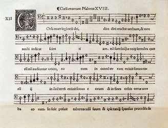 Willaertin Psalmin XVIII nuotiosivu (1538)