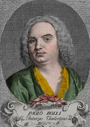 Muotokuva Paolo Antonio Rollista (1687-1765), italialainen runoilija ja 1700-luvun italialaisen oopperan libretisti