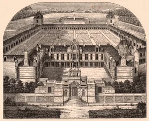 Perspektiivinäkymä Chateau dAnetista (Eure-et-Loir, Ranska), renessanssin aikakausi