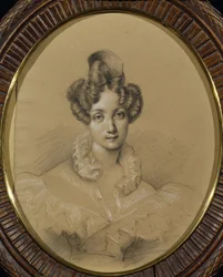 Balerina Marie Taglionin (1804-1884) muotokuva (Ballerina M. Taglionin muotokuva). Anonyymi työ, lyijykynä ja pastelli pahville