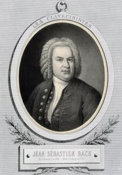 Jean Sebastien Bachin muotokuva medaljongissa (Johann Sebastian Bach