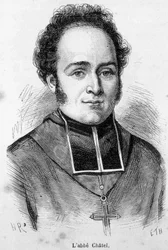 Muotokuva Abbe Ferdinand Francois Chatelista (1795-1857), Ranskan kirkon perustaja heinäkuun vallankumouksen aikaan.