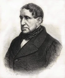 Achille Léoncen muotokuva Victor Charles de Broglie (1785 - 1870), Broglien herttua. Kaiverrus 1800-luvulta.