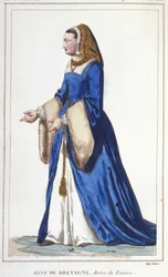 Muotokuva Anne of Bretagnesta (1476-1514), Ranskan kuningatar, Kaarle VIII:n ja sitten Ludvig XII:n vaimo. Kaiverrettu vuodelta 1830