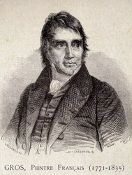 Antoine Jean Grosin, ranskalaisen taidemaalarin (1771-1835) muotokuva - elokuvassa "Les Contemporains", n.d. 1800-luvun loppu (kaiverrus)