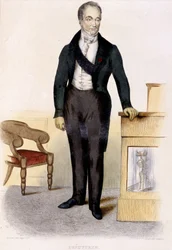 Paroni Guillaume Dupuytrenin (1777 - 1835), ranskalaisen kirurgin muotokuva.kaiverrus vuodelta 1844.