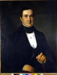 Muotokuva Bartolomeo Merellistä (1793-1879), Scalan ensimmäisestä johtajasta. Anonyymi maalaus 1800-luvulta.