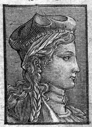 Sigebert I:n vaimon Brunehautin (tai Brunehilden) (n. 534-613) muotokuva.