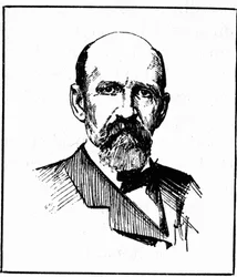 Muotokuva kapteeni Joshua Slocumista (1844-1909), joka teki ensimmäisen purjehduksen maailmankiertueen vuonna 1895. Kaiverrus 1800-luvulta