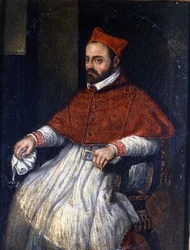 Kardinaali Roberto Bellarminon (Robert Bellarmin 1542 - 1621) muotokuva. Anonyymi maalaus. Rooman museo.