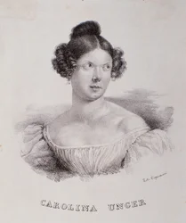 Caroline Ungherin (Unger) muotokuva (kaiverrus