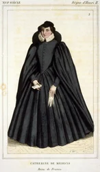 Catherine de Medicin (Caterina de Medici) (1519 - 1589) muotokuva, kaiverrus 1800-luvun alkupuolelta.