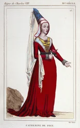 Catherine de Navarren (tai Catherine de Foixin) muotokuva 1468-1517, Navarran kuningatar. Kaiverrus vuodelta 1830.