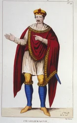 Kaarle Suuren tai Kaarle I Suuren (742 - 814) frangikuninkaan muotokuva kaiverrettu 1830