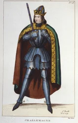 Kaarle Suuren tai Kaarle I Suuren (742 - 814) frangikuninkaan muotokuva kaiverrettu 1830