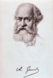 Muotokuva Charles Gounodista (1818-1893) englantilaisesta säveltäjästä Drawing. 1800-luvulla. Milano, konservatorion biblioteca