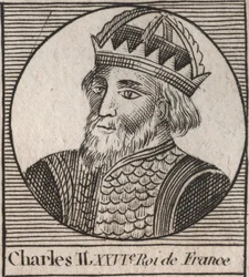 Kaarle II Kaljuun (823-877), Ranskan kuninkaan - Kaarle II:n (823-877) Kaljuun muotokuva - kaiverrus Charles Constant Le Tellierin "Instruction sur l