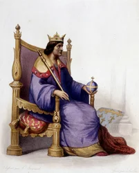 Kaarle I Anjoulaisen (1227-1285) muotokuva - teoksessa "" Le Plutarque francais"", toim. Mennechet